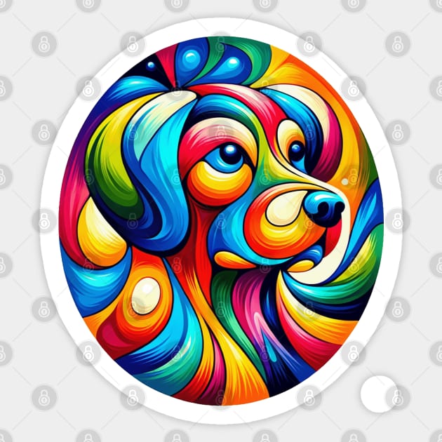 Vibrant Abstract Canine Art Sticker by BLKPHNX DESIGNS